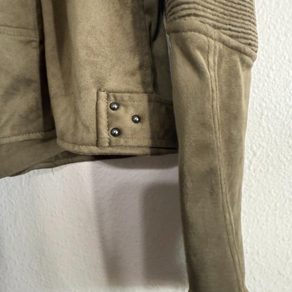 BLANKNYC Moto Jacket Women's Large Smokey Sage Asymmetrical Zip Retro Biker‎ - Picture 9 of 13